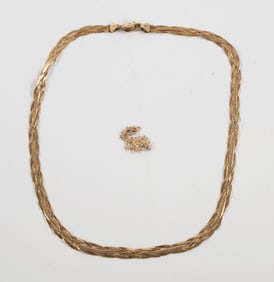 14kt Italian Braided Necklace, Gamecock Pendant