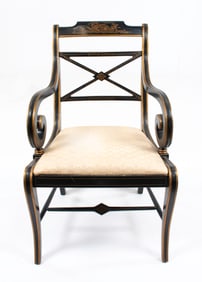 Drexel Heritage Black Parcel Gilt Armchair