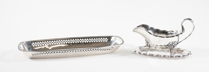 Sterling Gravy Boat and Reticulated Bread Tray