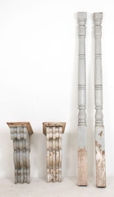Two Architectural Corbels & Two Turned Posts