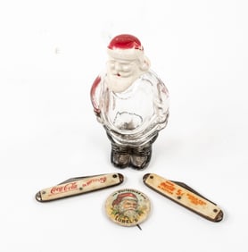 Coca-Cola Pocket Knives, Advertising Pin, Santa