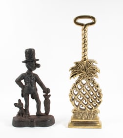 Cast Iron Ally Sloper & Brass Wmsburg Doorstops