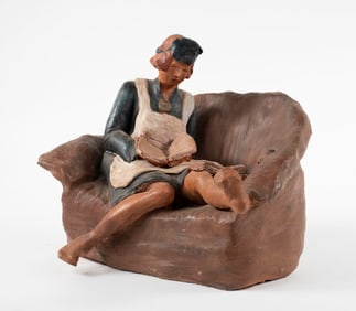 "Maid Reading" Italian Terra Cotta Sculpture