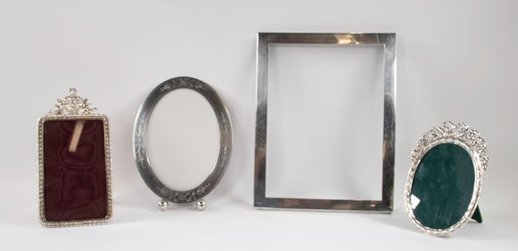 4 Frames--Sterling, German Silver, Silvered Brass