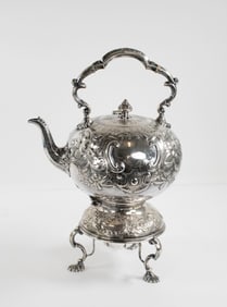 19th C. English Silverplate Kettle on Stand