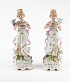 Pair of German Porcelain Facing Figures