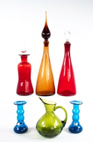 6 Pcs. Rainbow Hand Blown Art Glass