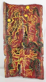 Calvin Livingston Folk Art Painting on Tin