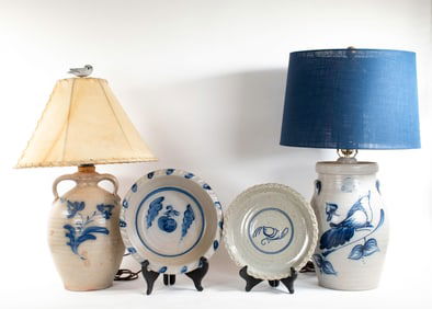 Rowe Pottery Stoneware Lamps, Pie Plates