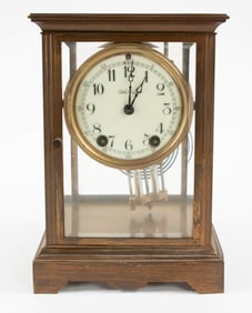 Seth Thomas Brass & Glass Regulator Mantel Clock