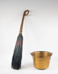 H. W. Hayden Brass Bucket & Hearth Broom