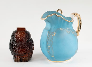 Covered Porcelain Pitcher & Wise Old Owl Bank
