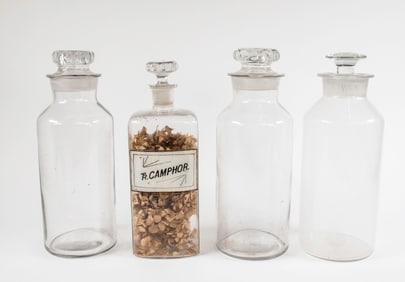 Four Glass Apothecary Jars