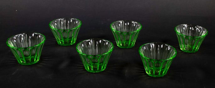 Set of 6 Hazel Atlas Glass Co. Vaseline Dishes
