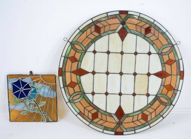 Two Stained & Leaded Glass Panels