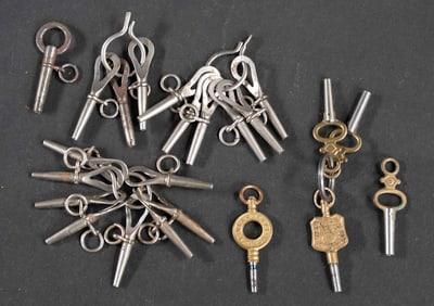 23 Assorted Pocket Watch Keys