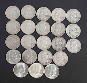 22 Franklin and Kennedy Half Dollars
