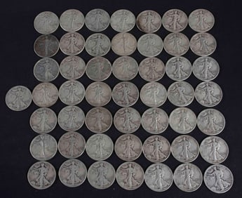 50 Walking Liberty Half Dollars