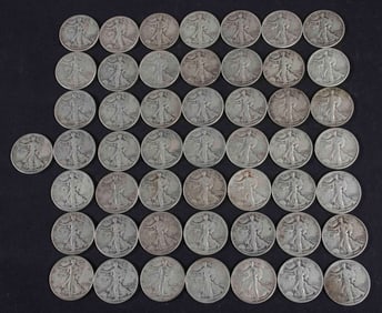 50 Walking Liberty Half Dollars