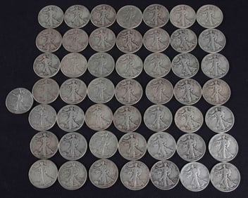 50 Walking Liberty Half Dollars
