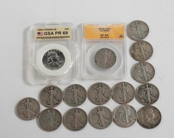 16 U.S. Silver Half Dollars