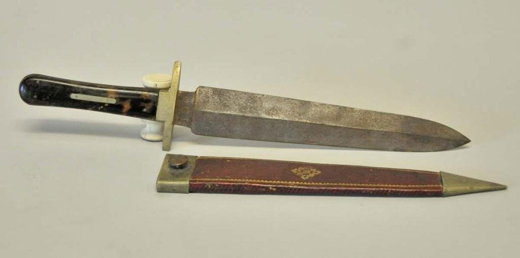 English Bowie Knife by James Westa: Knife belonged to Darius Fred Gandy who joined the Confederate Army during the Civil War and served under Capt. James L. Coker, Second Regiment, South Carolina Volunteers. Lt. Gandy died in Virginia o