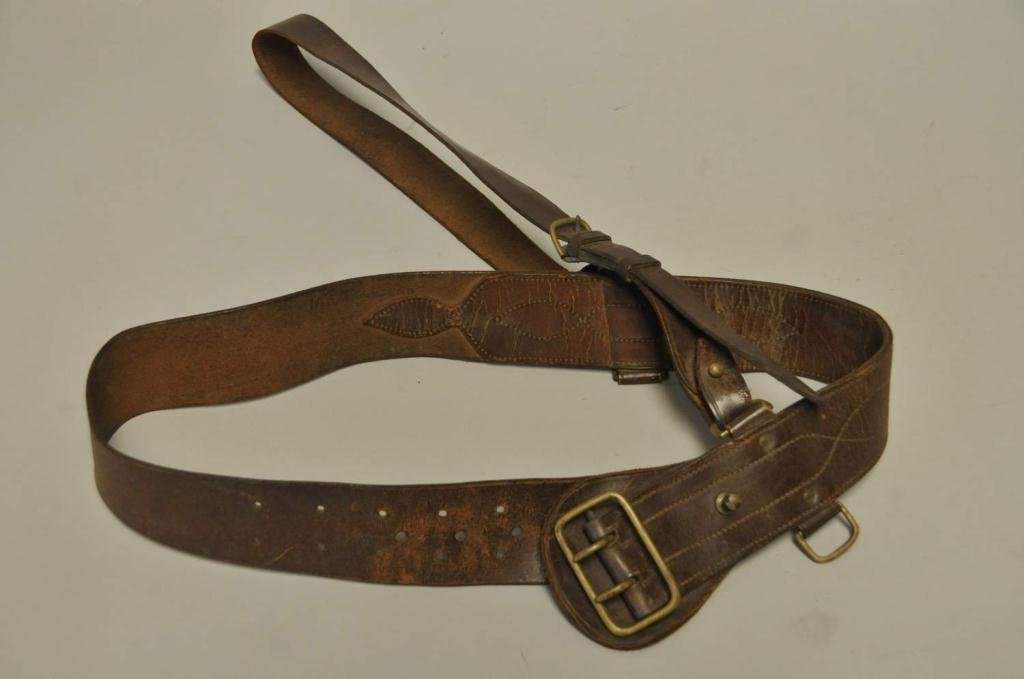 WWI Sam Brown Belt: Inscribed on inside "M.L. Townsend" (Oral family history states this is Dr. M. L. Townsend.)--From the estate of Thomas A. Gandy, Society Hill, SC