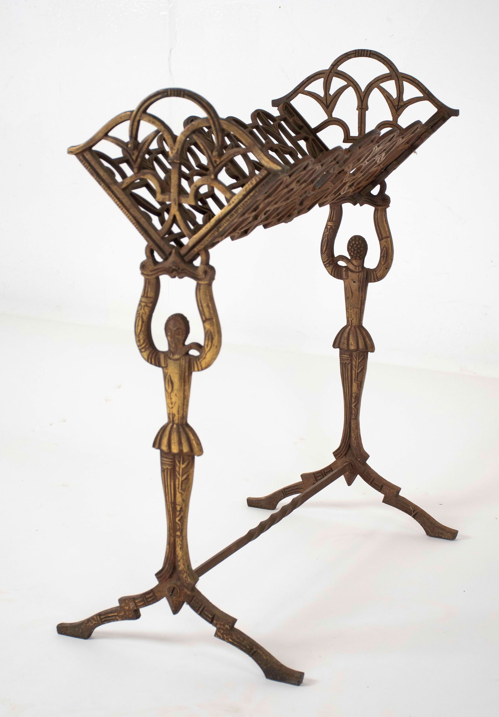 Art Nouveau Harlequin Figural Cast Iron Book Rack (1 of 9)