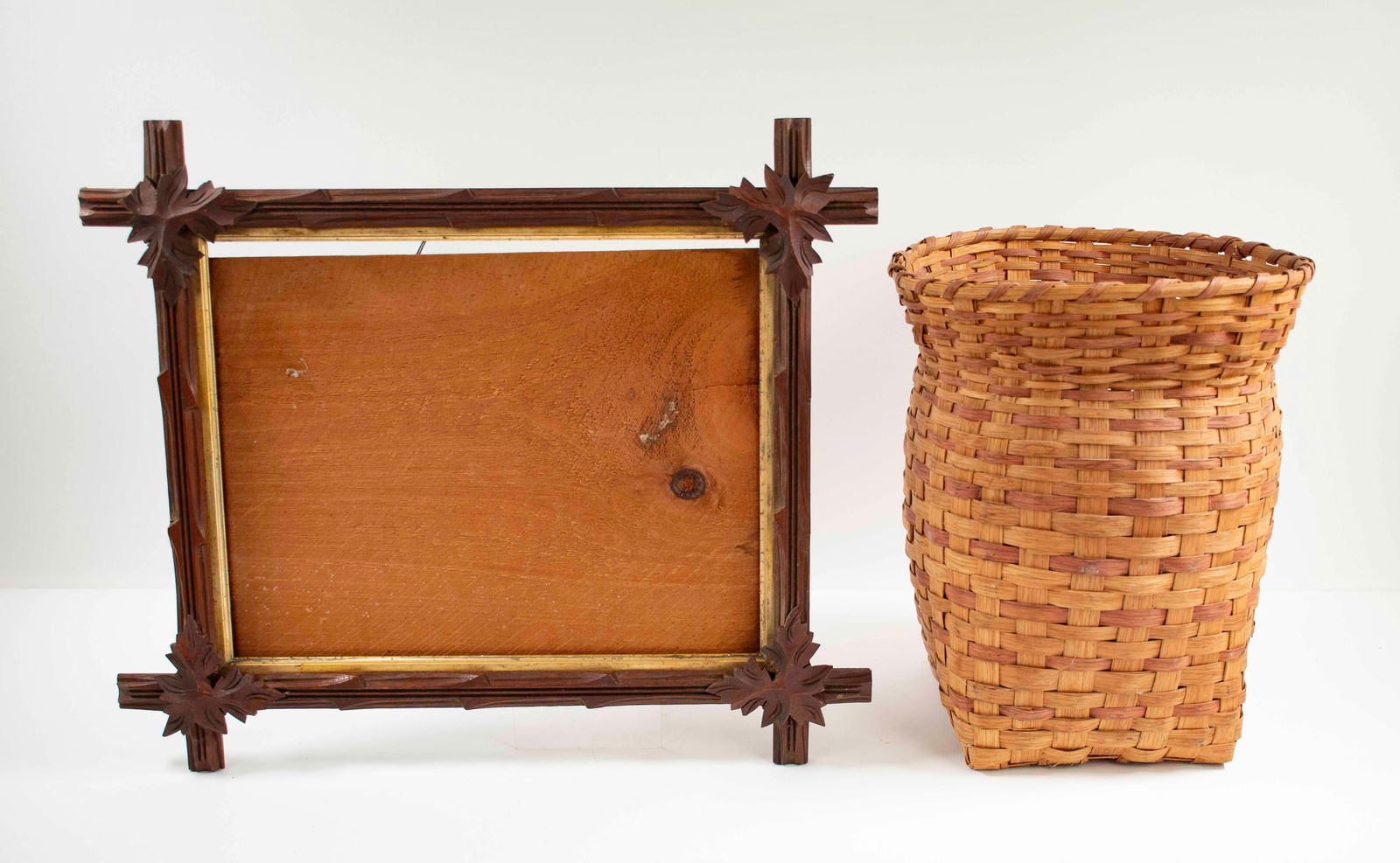 Oak Split Basket & Carved Cross Picture Frame (1 of 10)