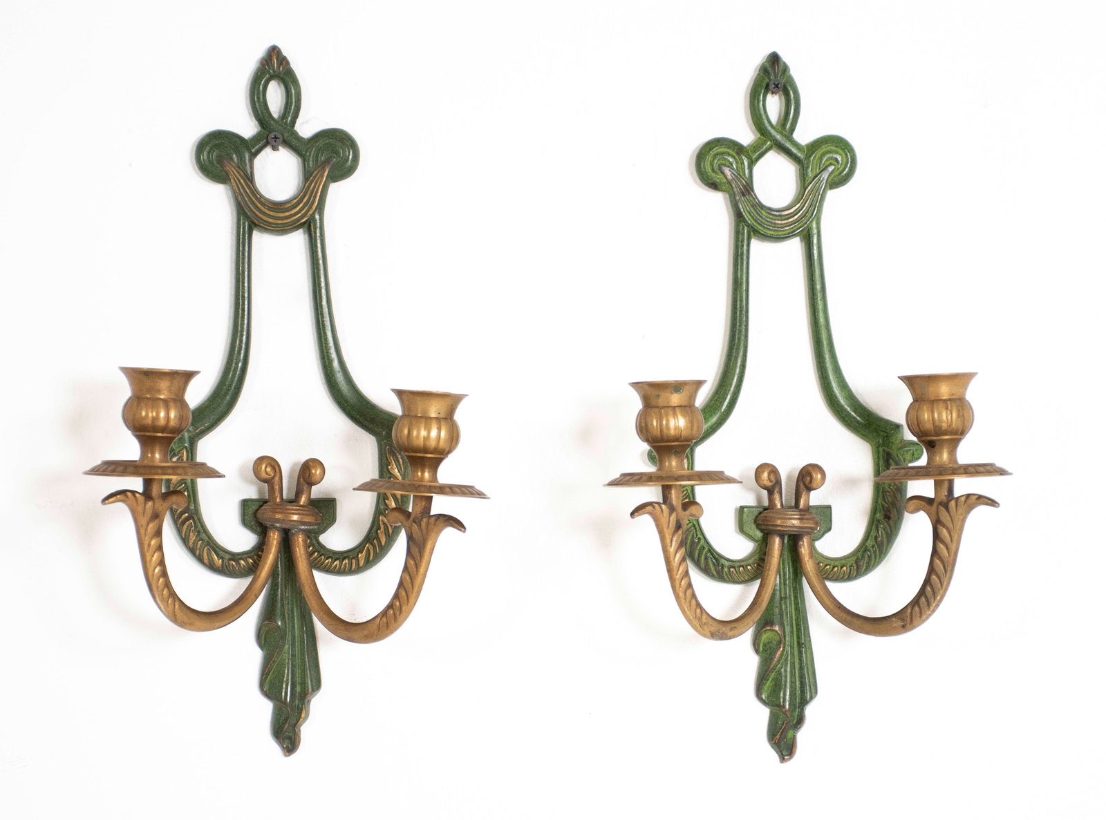 Pair of Regency Style Painted Brass Sconces (1 of 5)