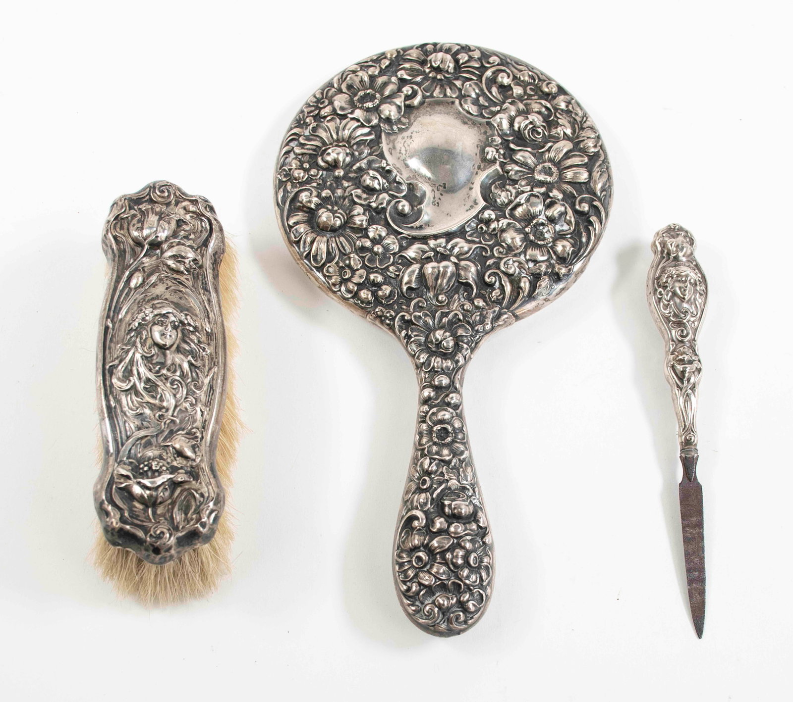 3 Art Nouveau Sterling Repousse Dresser Items (1 of 5)