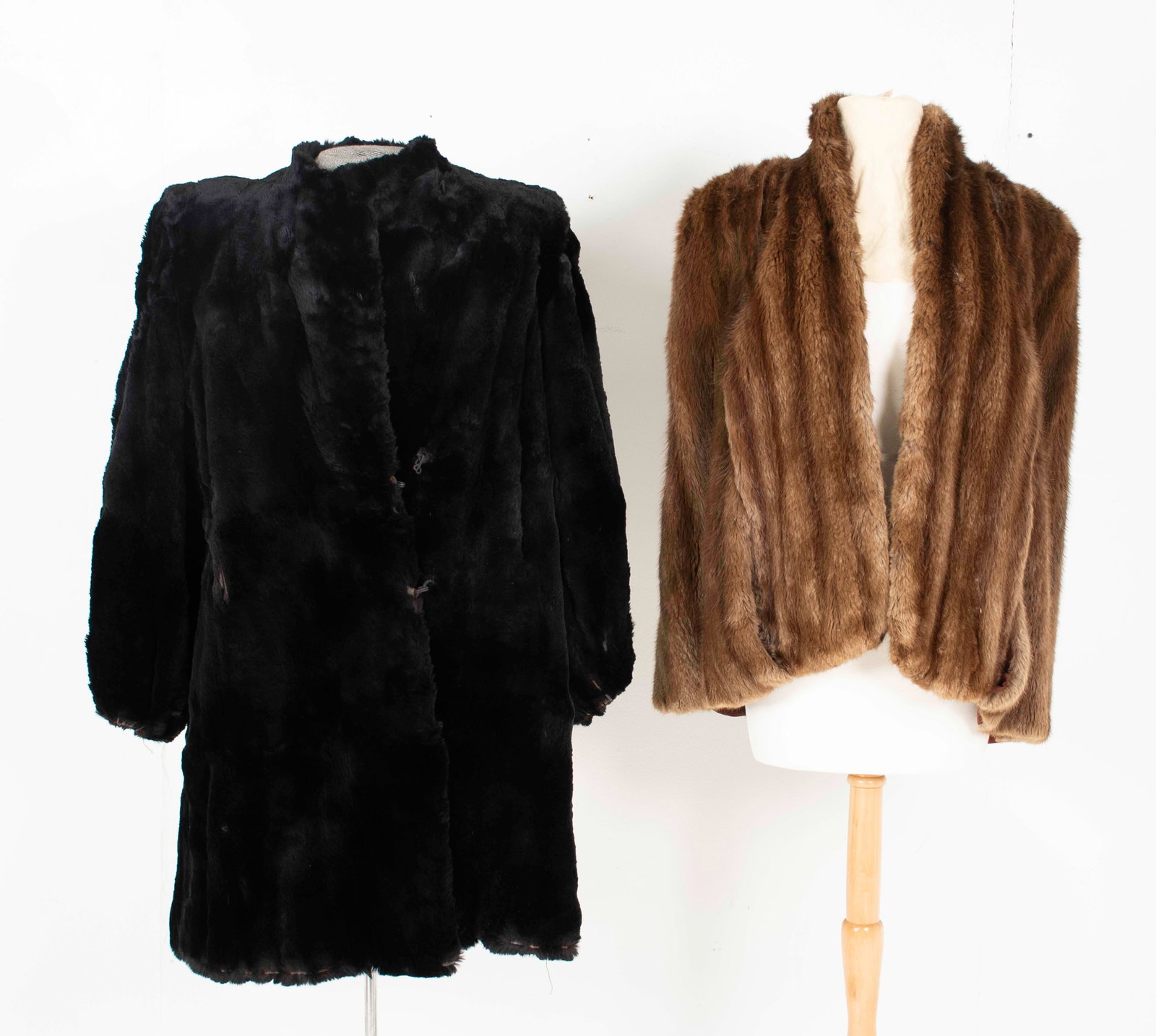 Mid-Length Black Mink Coat & Brown Mink Cape (1 of 12)