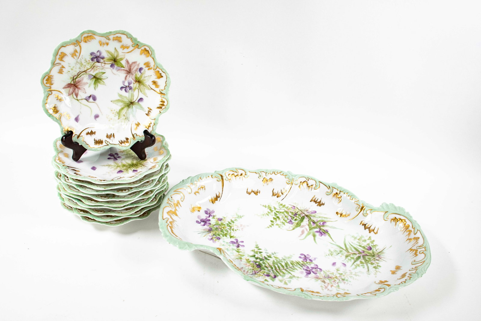11-Pc. Hand Painted Limoges Ice Cream Set (1 of 13)