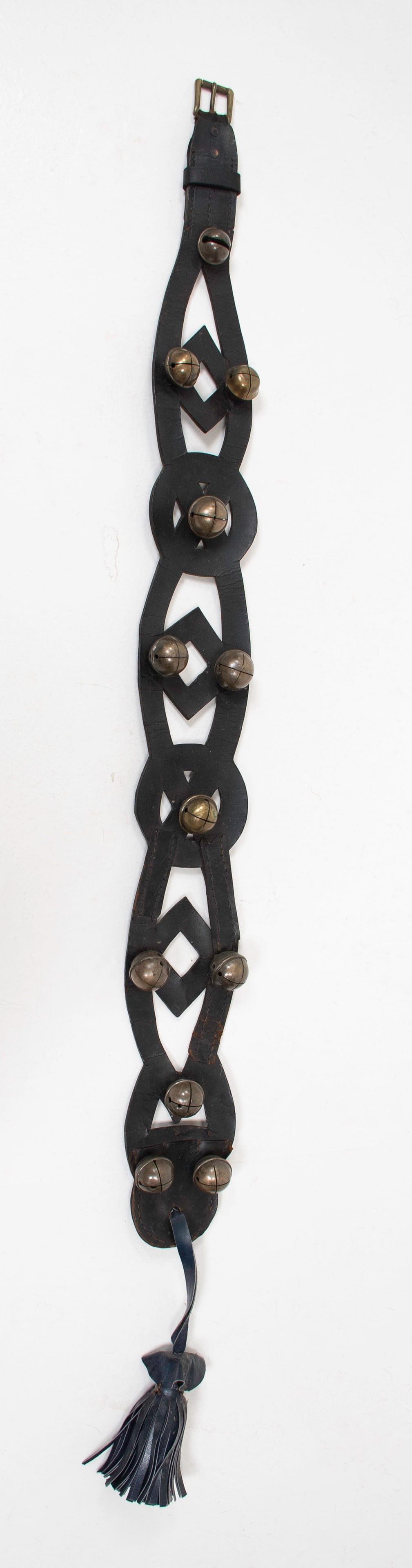 Antique Leather Harness Strap w/ Brass Bells (1 of 8)