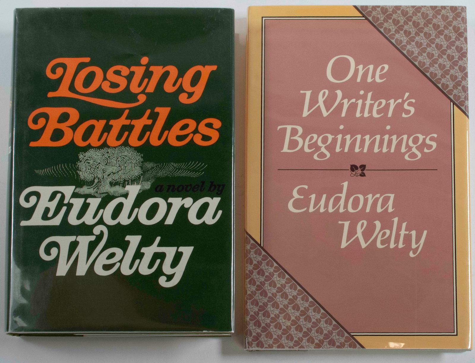 Two Eudora Welty Signed Books: Two books signed by author Eudora Welty (Mississippi, 1909-2001), both with unclipped dust jackets: "Losing Battles", first edition, New York: Random House, 1970; signed below printed name on two-page