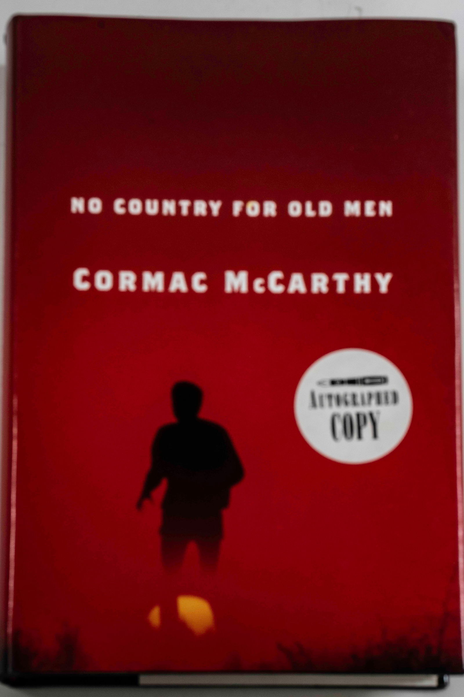 Signed 1st Ed., No Country For Old Men, McCarthy: "No Country For Old Men" by Cormac McCarthy, signed first edition; New York: Alfred A Knopf, 2005; unclipped dust jacket; signed by author on front endpaper; good condition (Inv. 42)