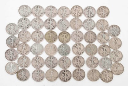 50 Walking Liberty Half Dollars