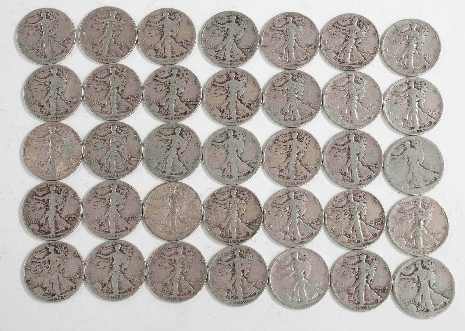 35 Walking Liberty Half Dollars (1 of 6)