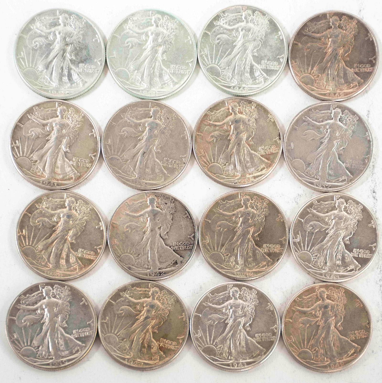 16 Walking Liberty Half Dollars (1 of 2)