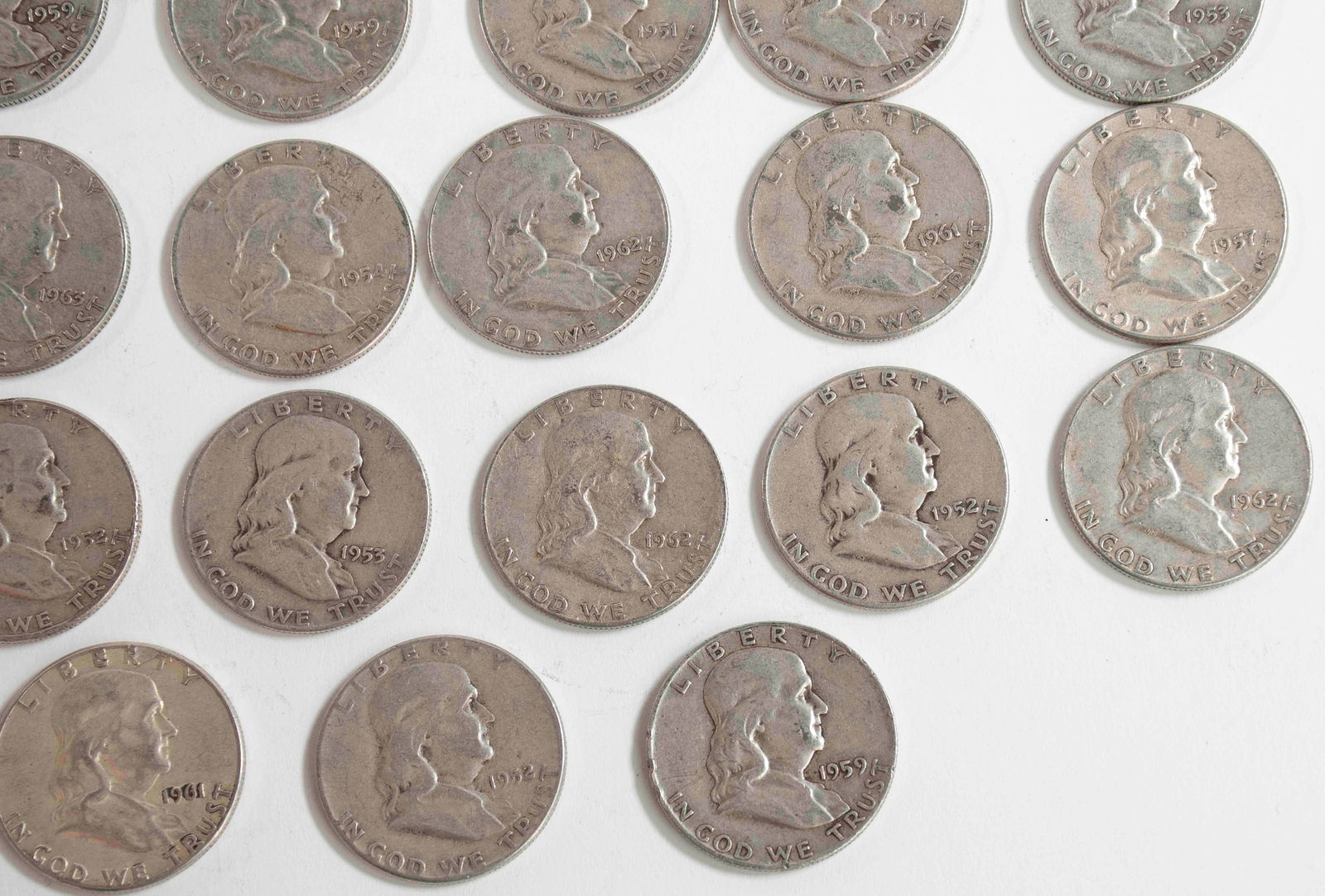 60 Franklin Silver Half Dollars - 2