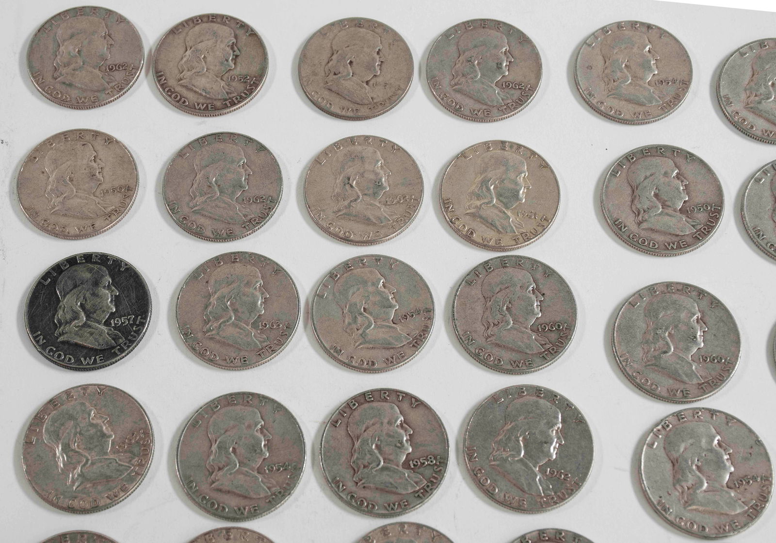 60 Franklin Silver Half Dollars - 5