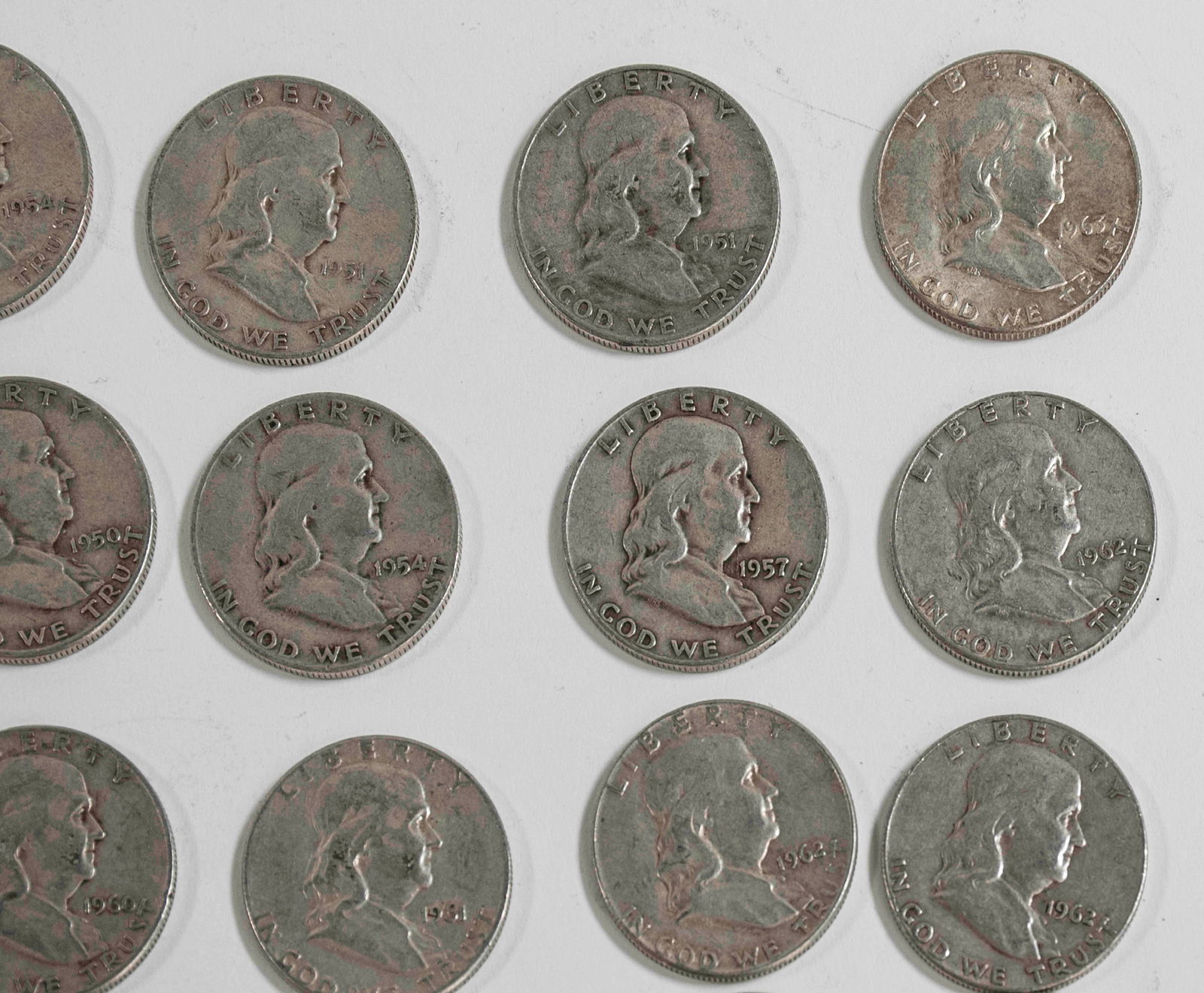 60 Franklin Silver Half Dollars - 7
