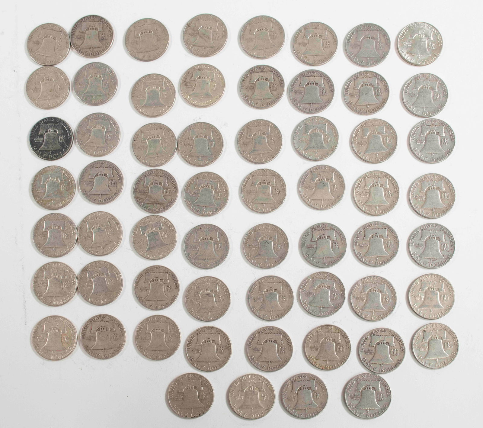 60 Franklin Silver Half Dollars - 9