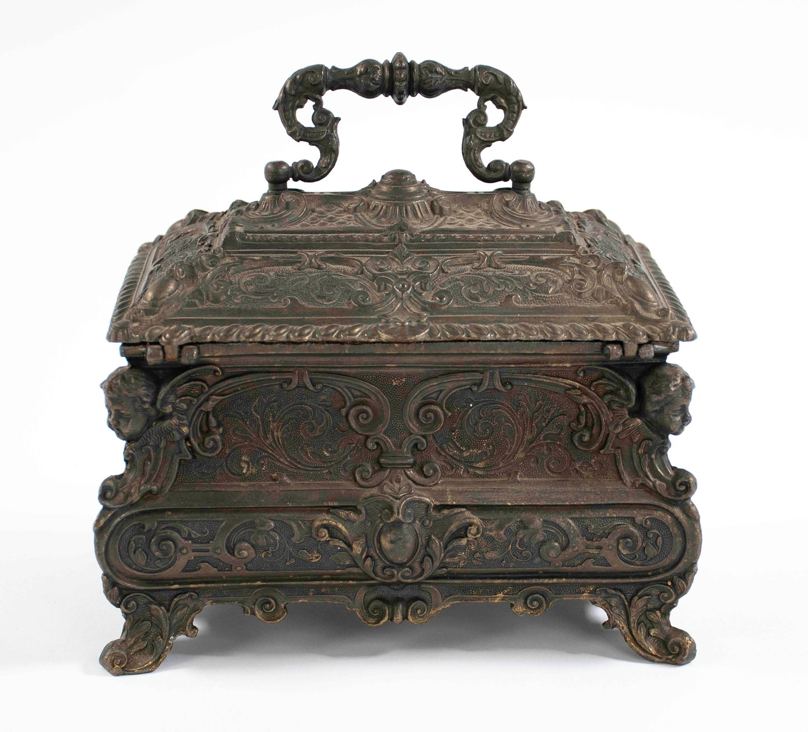 Bronze Jewelry Casket with Cherub Busts (1 of 8)