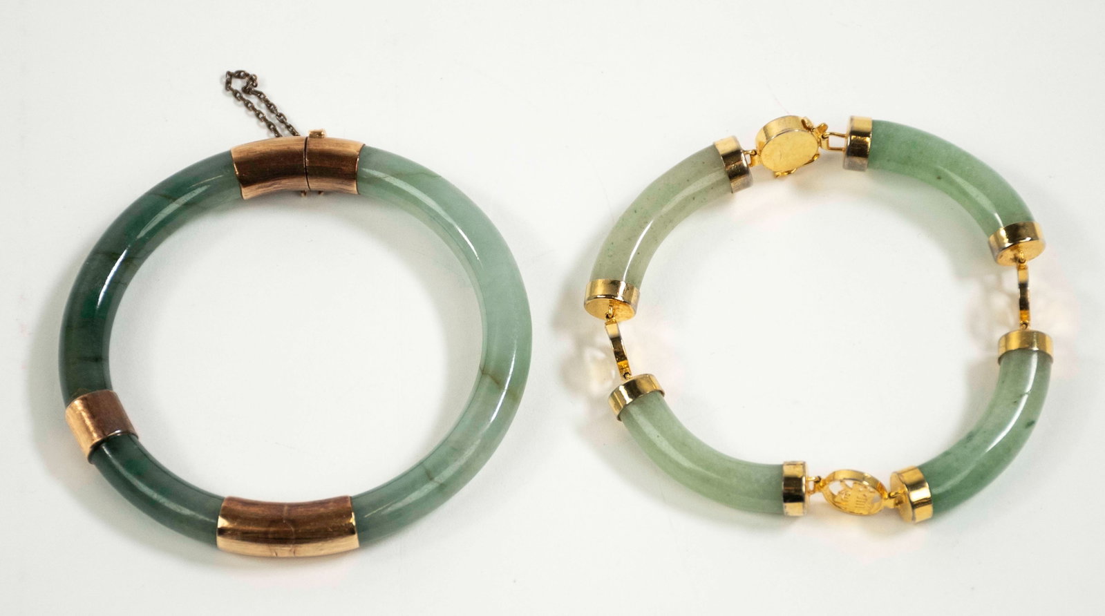 Two Jade and 14K Gold Bracelets (1 of 8)