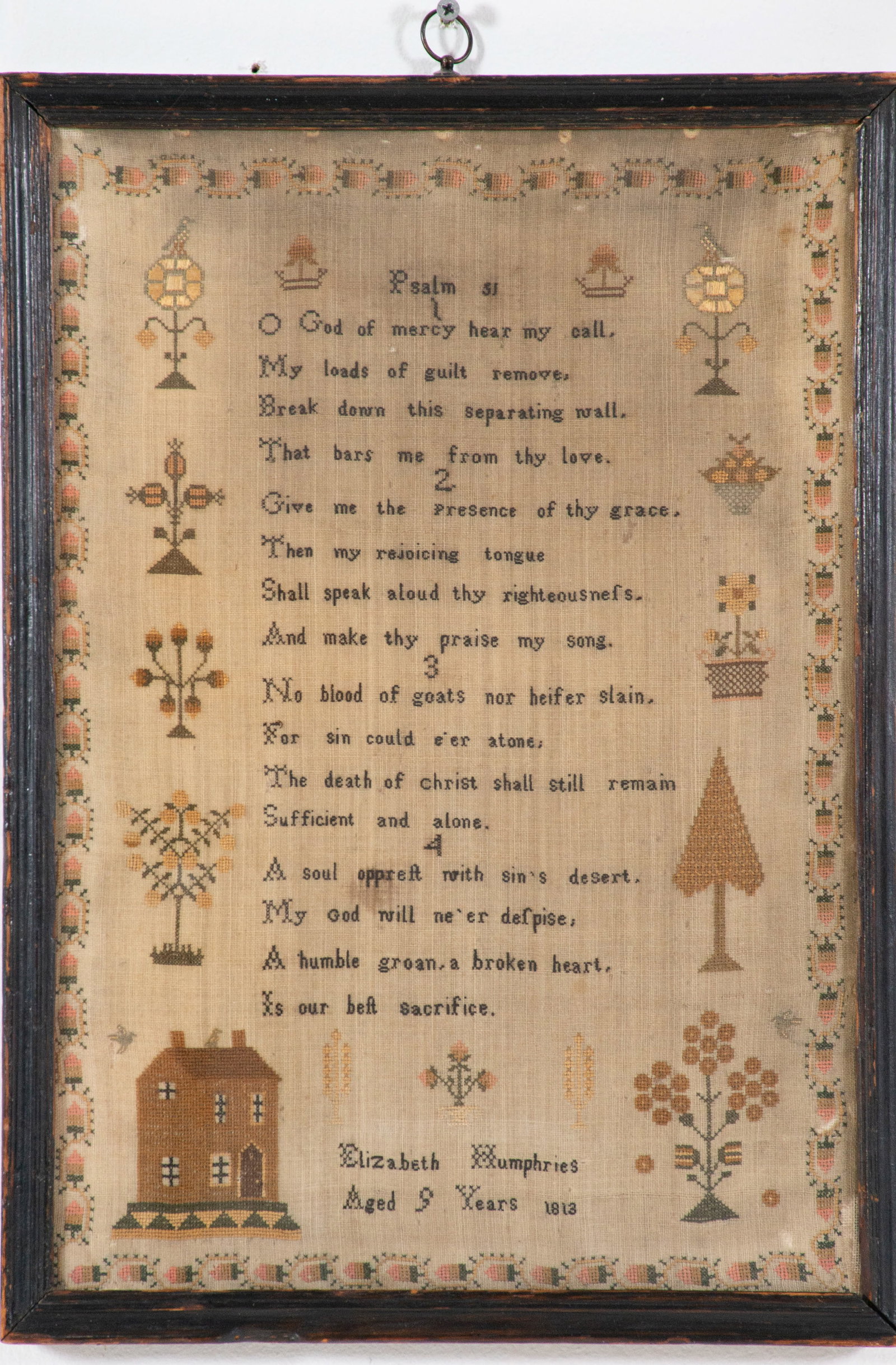 1813 Elizabeth Humphries Needlework Sampler (1 of 3)