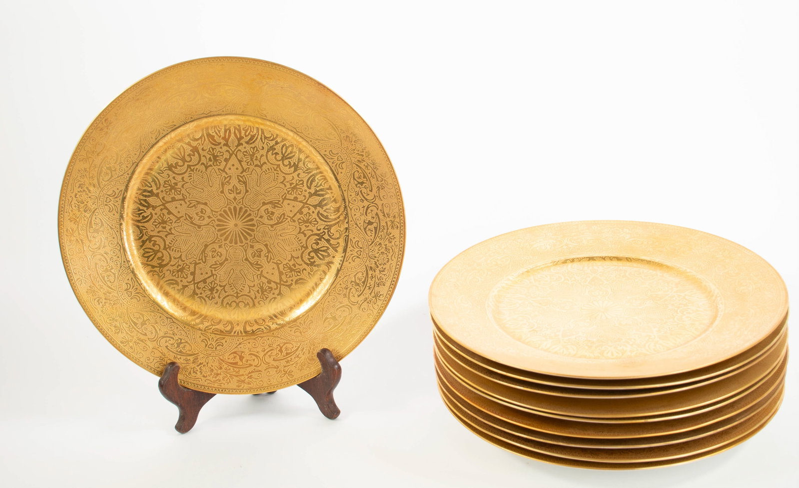 Set of 10 Gold Encrusted Service Plates (1 of 4)