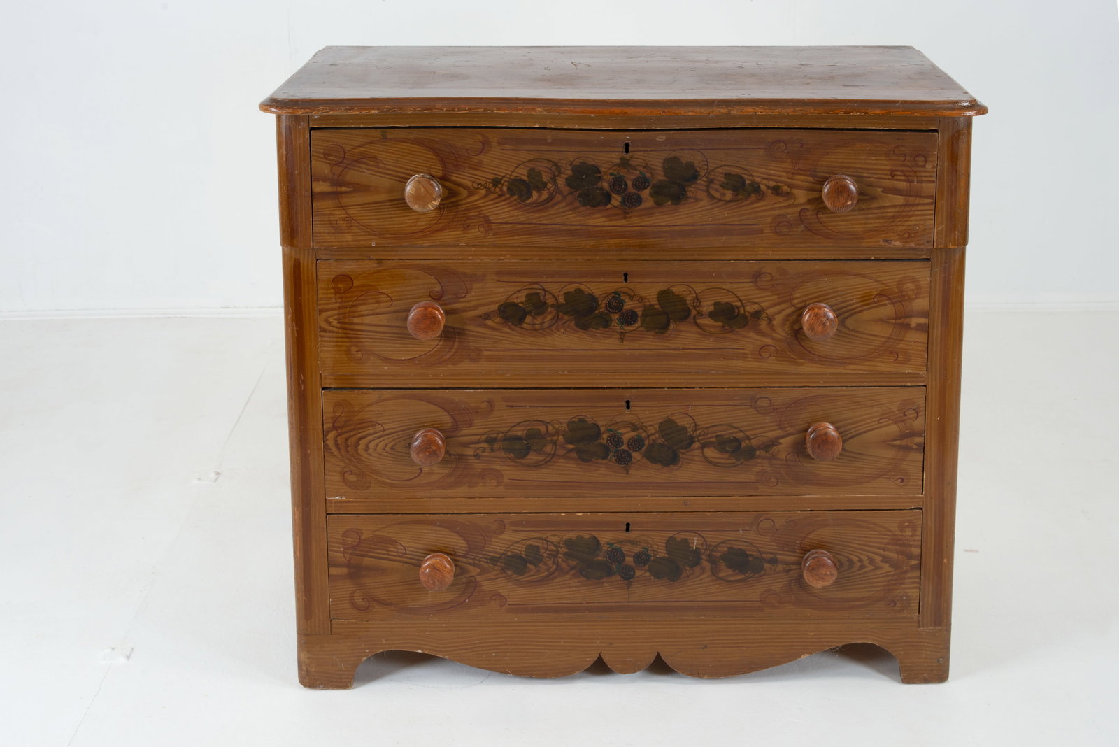 Grain Painted & Stenciled Pine Chest of Drawers (1 of 8)