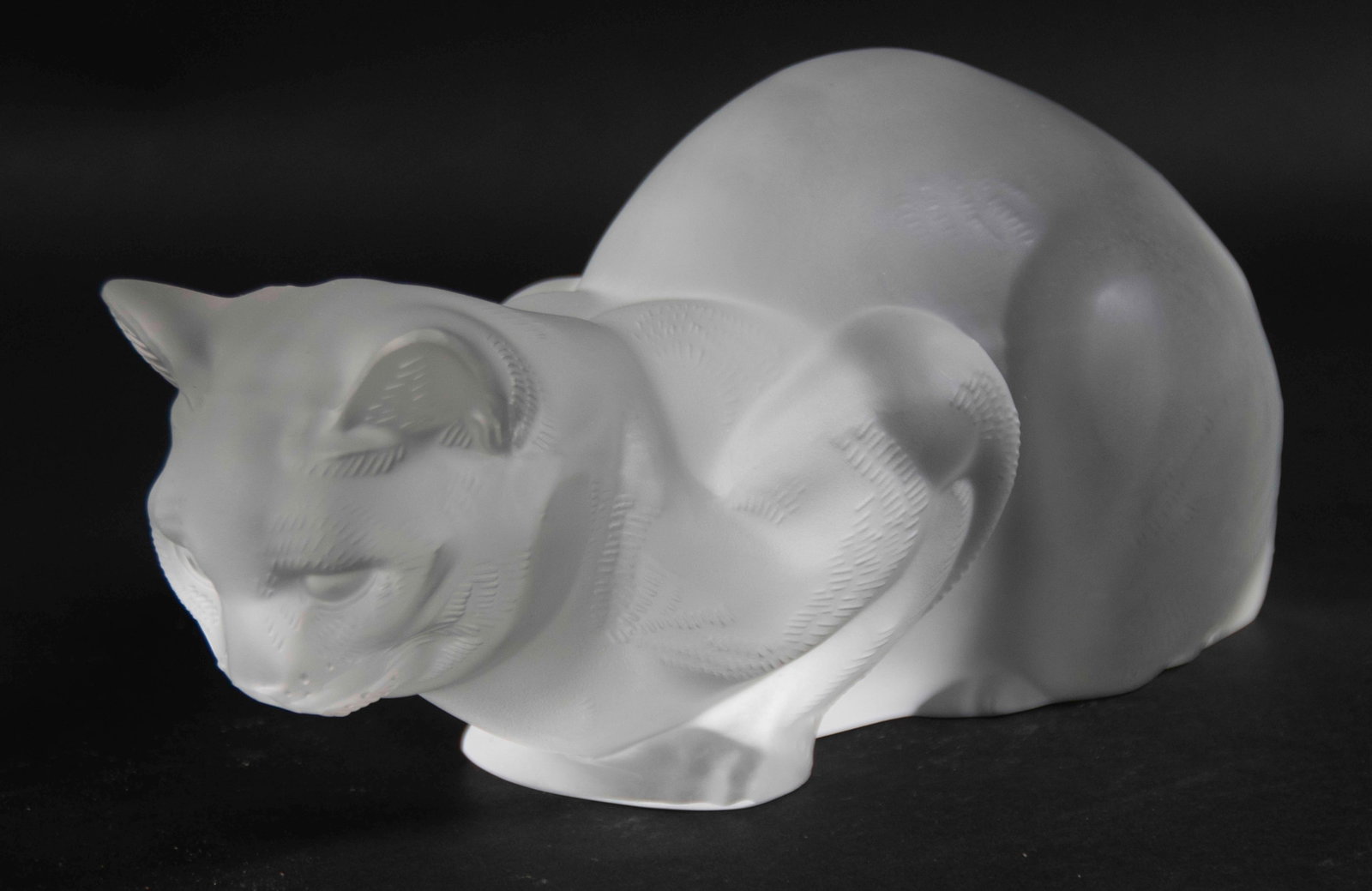 French Lalique Crystal Crouching Cat Figure (1 of 6)