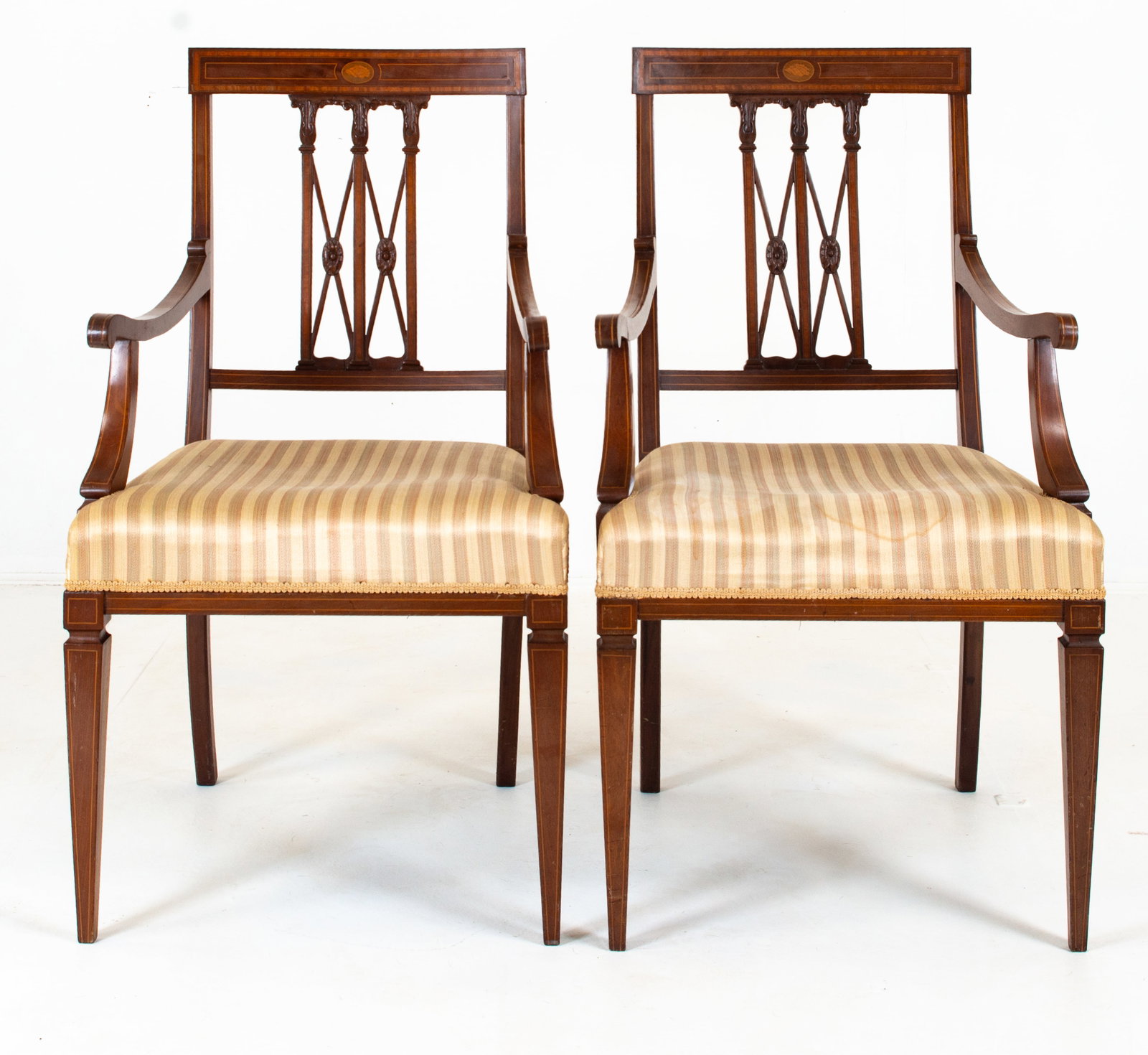 Pair of Neoclassical Style Inlaid Armchairs (1 of 8)